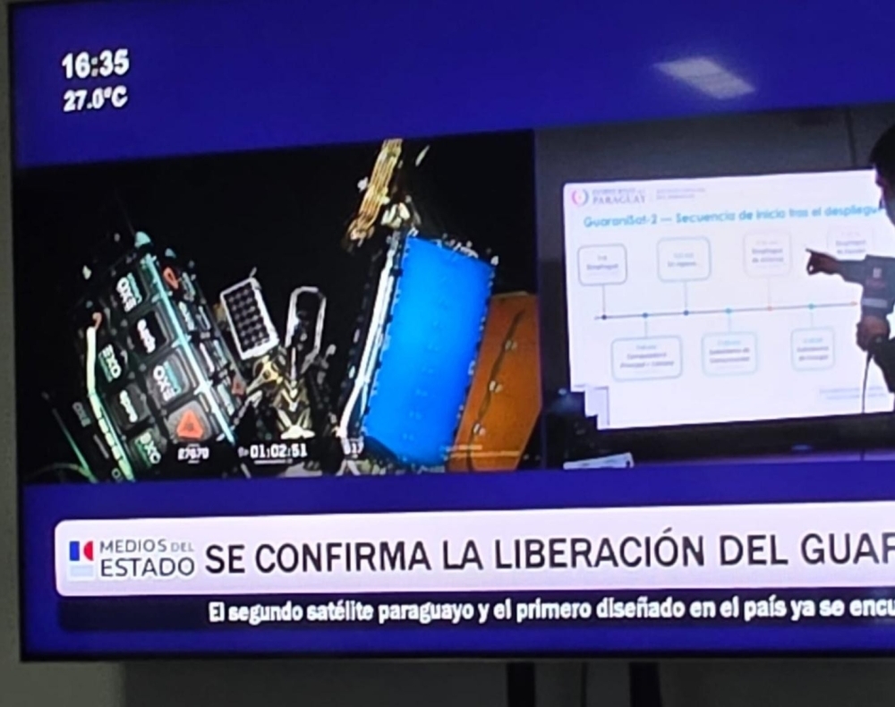 Lanzamiento y el despliegue de nanosatélite de Guarani Sat-2 en el espacio